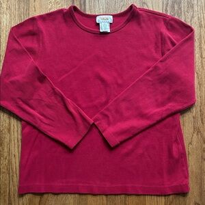 Talbots Large Petite Rich Red Ribbed Knit Top